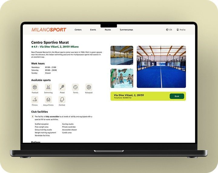 Milanosport — UI/UX design project