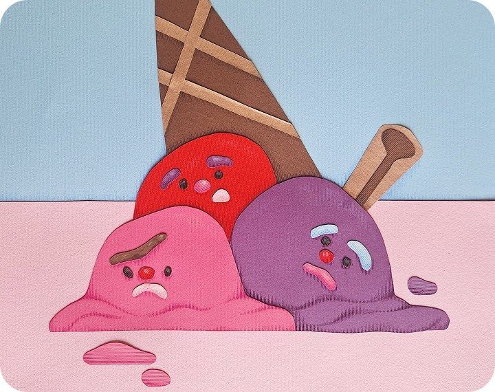 Sugar-Coated Disappointment — paper cut collage