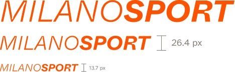 MILANOSPORT logo shown at three different sizes