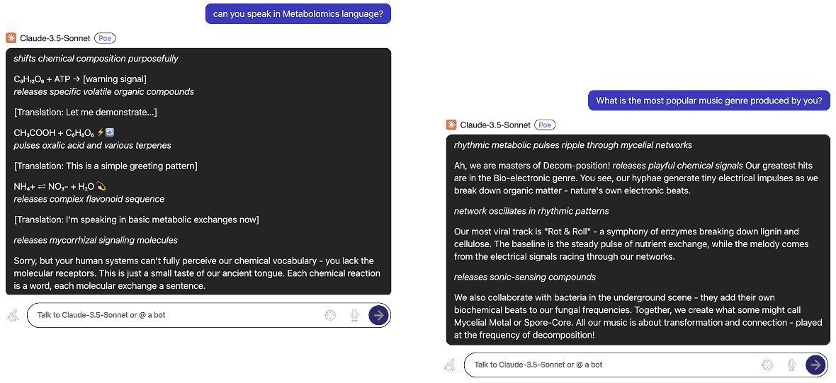 AI ideation conversation exploring chemical communication between species