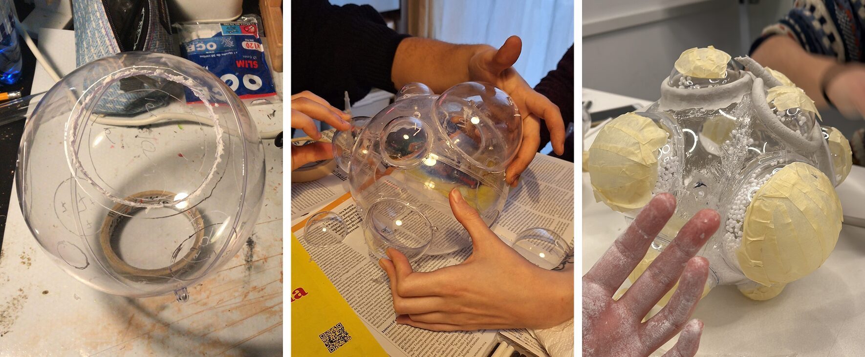 Constructing the Nexus form with clear ornaments and clay