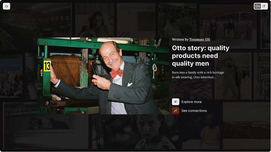A visitor previewing the 'Otto story' on the touch table