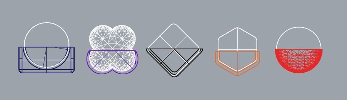 Outline overview of the five Tap & Know pin shape variations